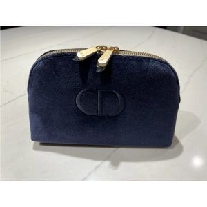 christian dior velvet blue makeup pouch